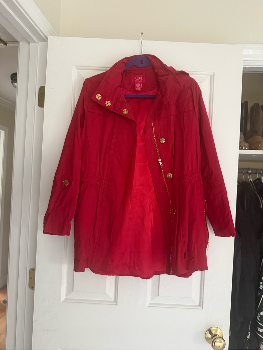 Milano Red Trench Coat with Gold Buttons
